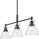 Malta 3 Light 34 inch Matte Black Linear Pendant Ceiling Light